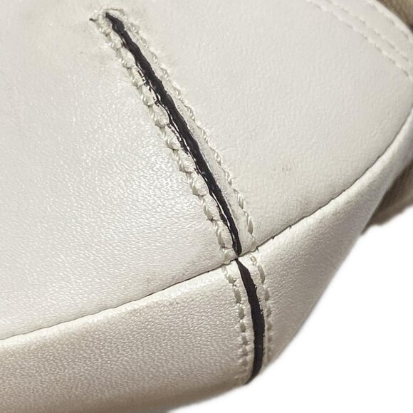 Auth COACH Signature Soft Duffle 3574 Khaki White Jacquard Leather Shoulder Bag - Picture 3 of 8